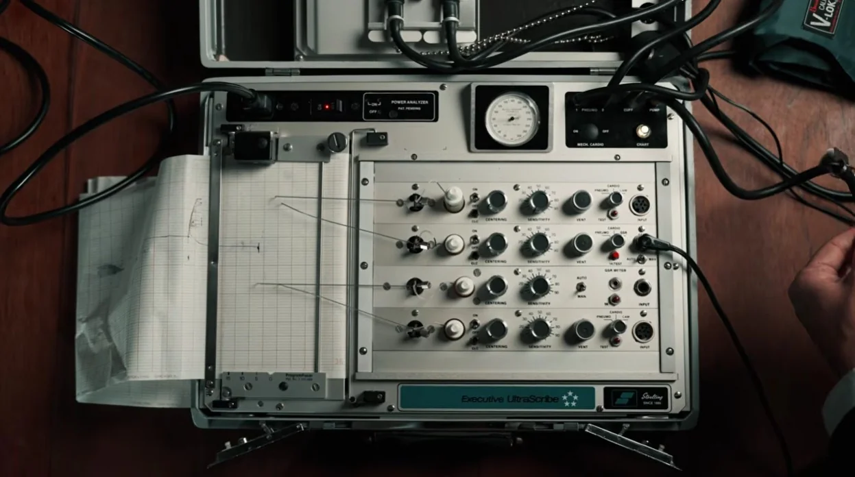 Calibrated polygraph instrumentation ready for an examination