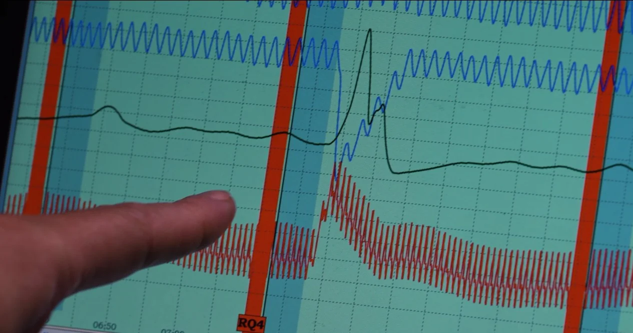 Calibrated polygraph instrumentation ready for an examination