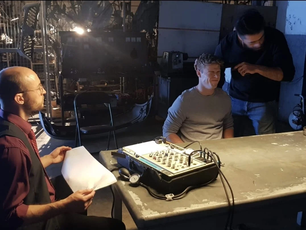 Close-up of polygraph examination equipment